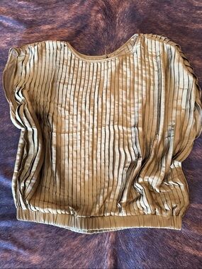 Pleated Olive Green Women's Blouse - Lightweight Scoop Neck Top